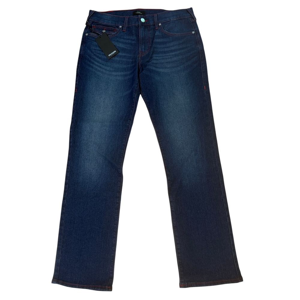 True Religion Ricky Relaxed Straight Men 33 Blue NWT Red Stitch Denim Jeans